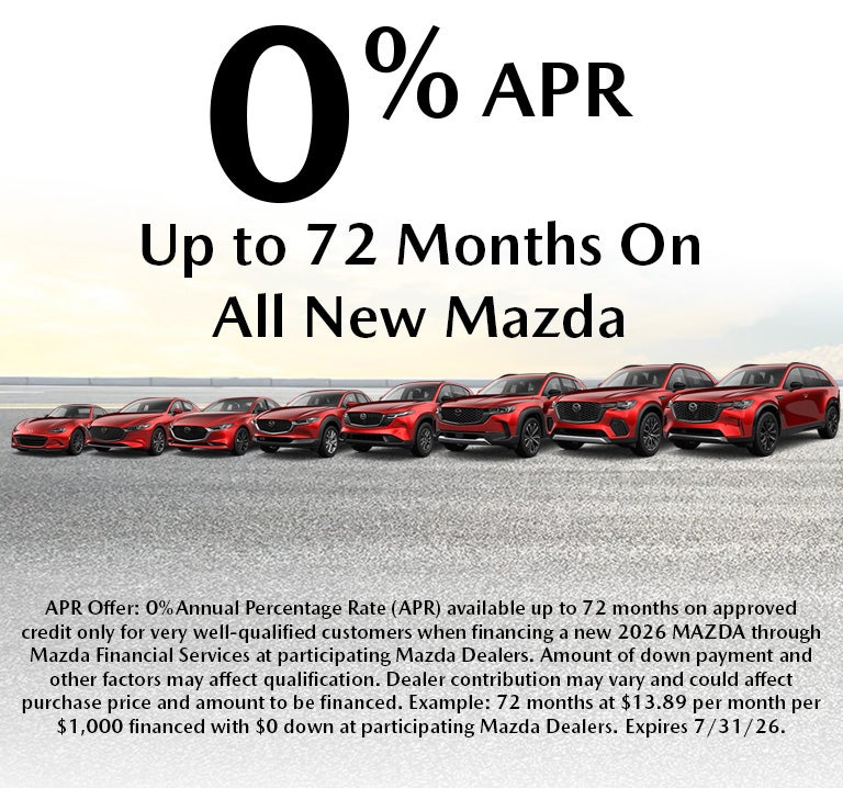 0% APR Available on All New Mazda