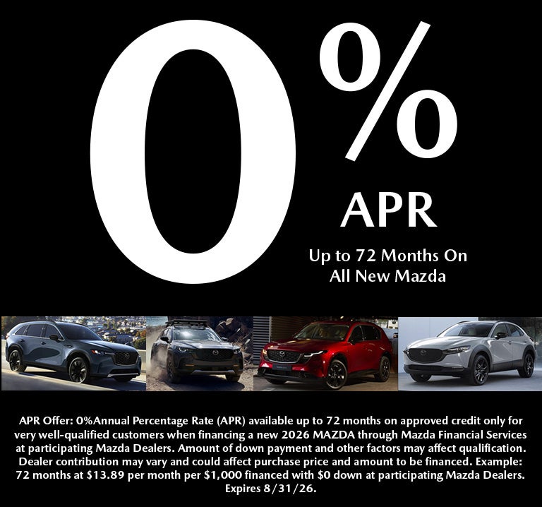 0% APR Available on All New Mazda